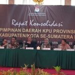 Hasyim Asy’ari menghadiri rapat konsolidasi pimpinan daerah KPU Provinsi dan KPU Kabupaten/Kota Se-Sumatera Barat, Senin (7/11/2022) di Hotel Imelda, Padang. Foto: KPU RI.